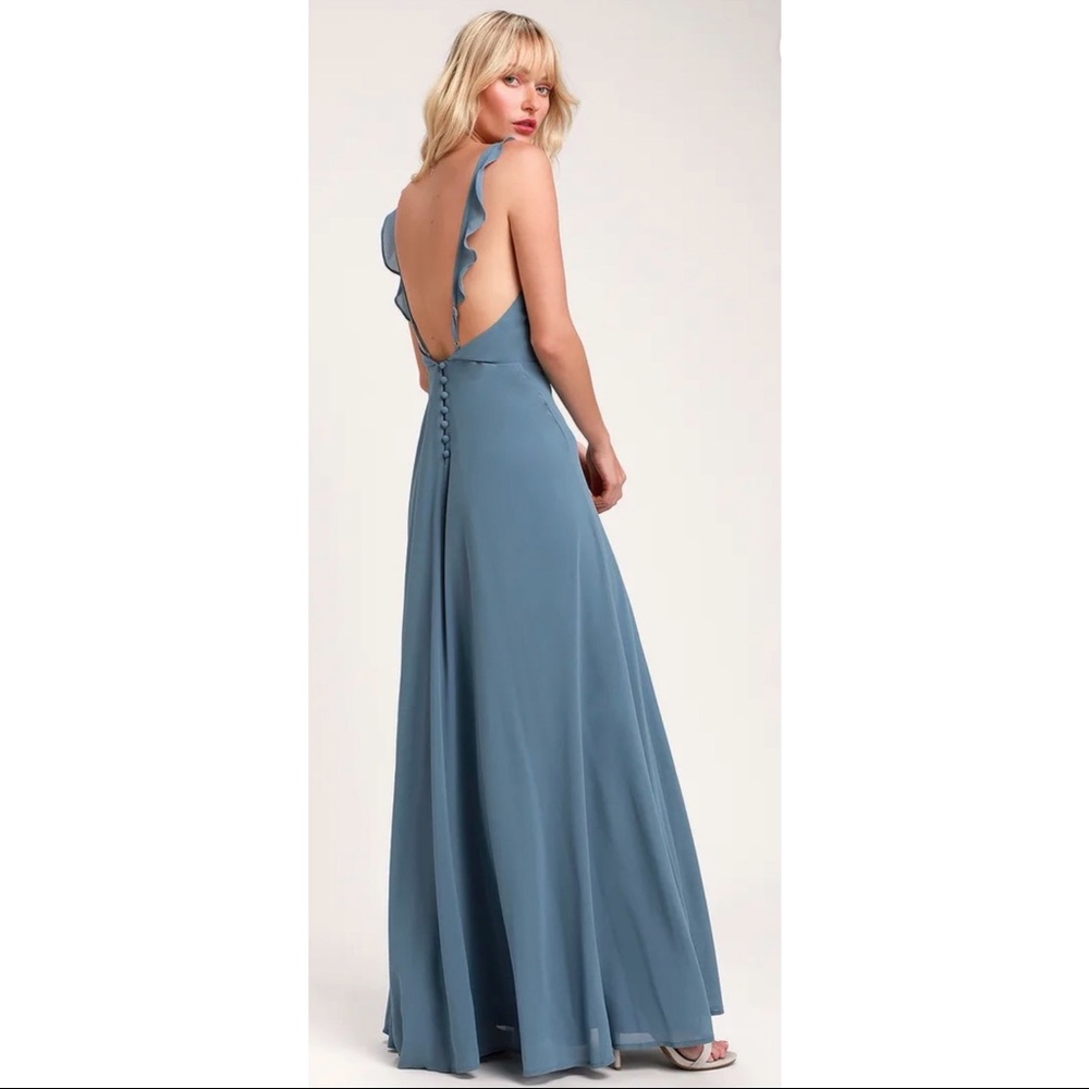 Meteoric rise slate blue maxi dress size XS Lulus